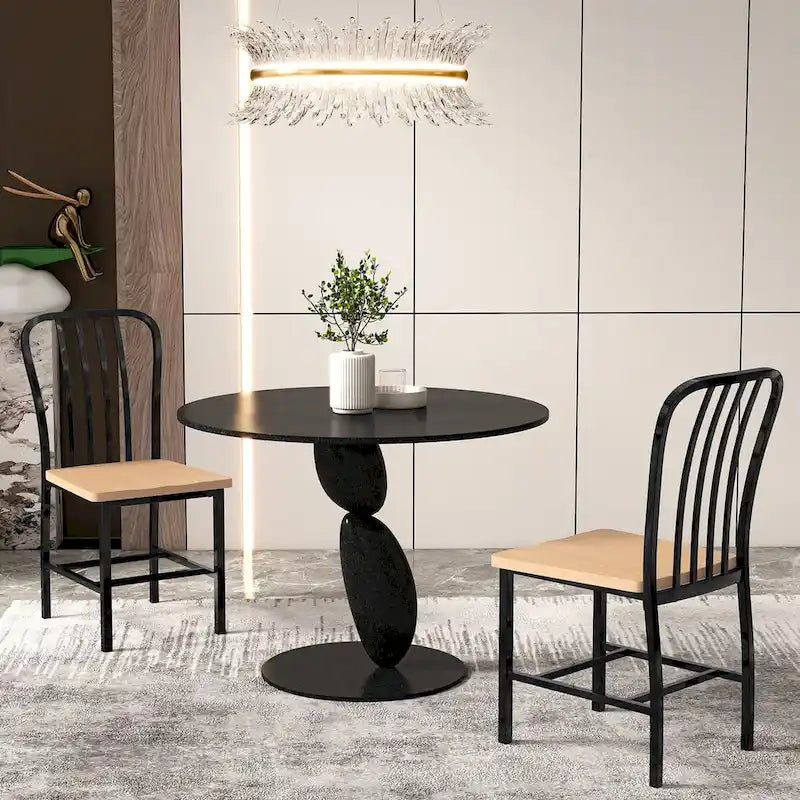 Set of 2 Armless Spindle Back Dining Chairs with Contoured Seats