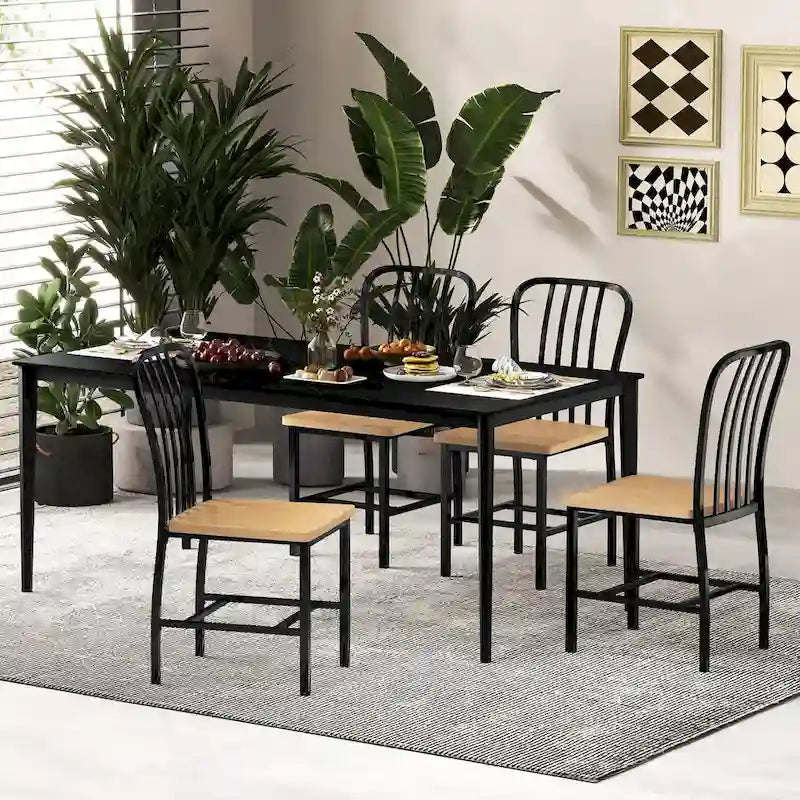 Set of 2 Armless Spindle Back Dining Chairs with Contoured Seats