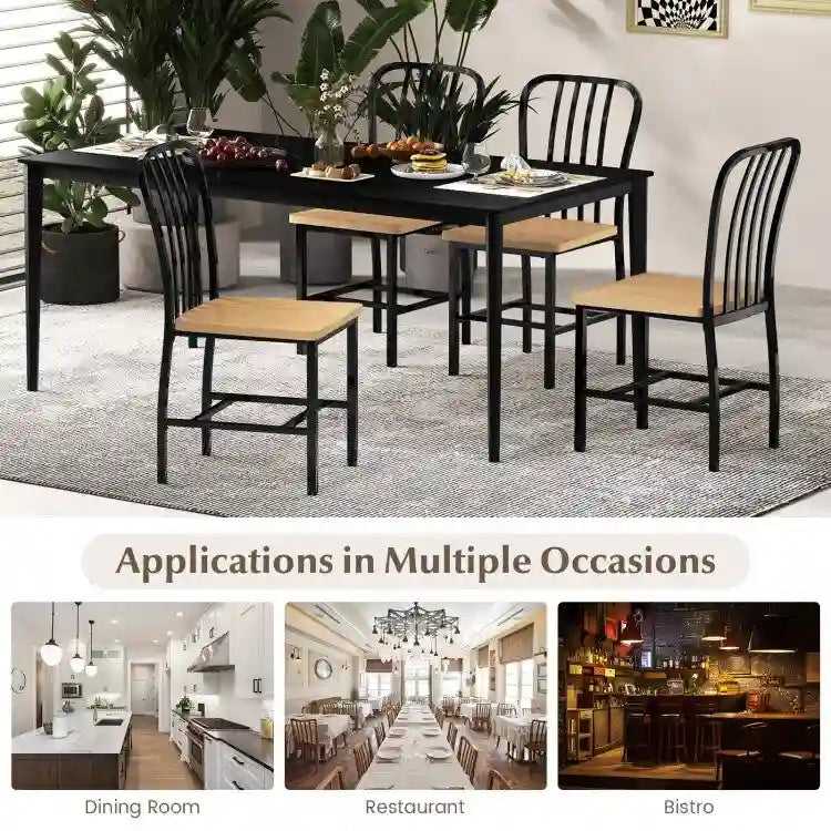 Set of 2 Armless Spindle Back Dining Chairs with Contoured Seats