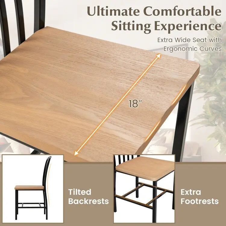 Set of 2 Armless Spindle Back Dining Chairs with Contoured Seats