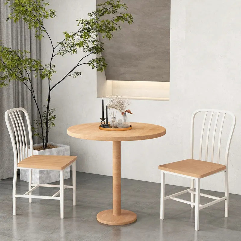 Set of 2 Armless Spindle Back Dining Chairs with Contoured Seats