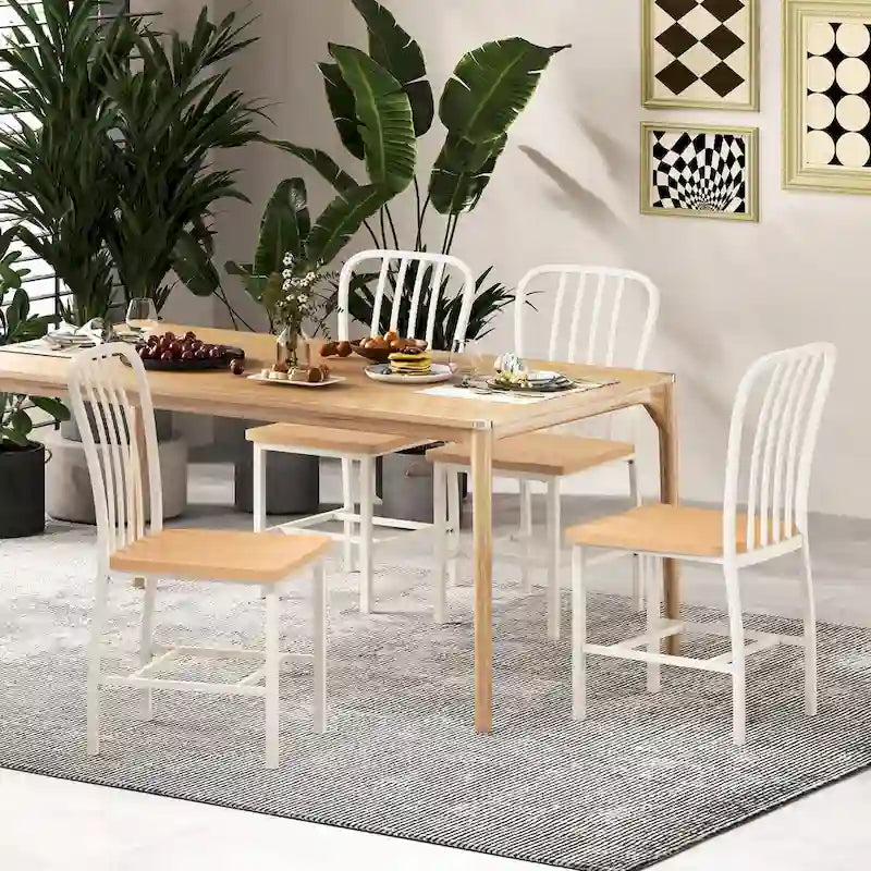 Set of 2 Armless Spindle Back Dining Chairs with Contoured Seats