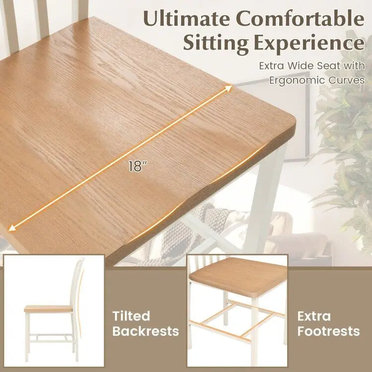 Set of 2 Armless Spindle Back Dining Chairs with Contoured Seats