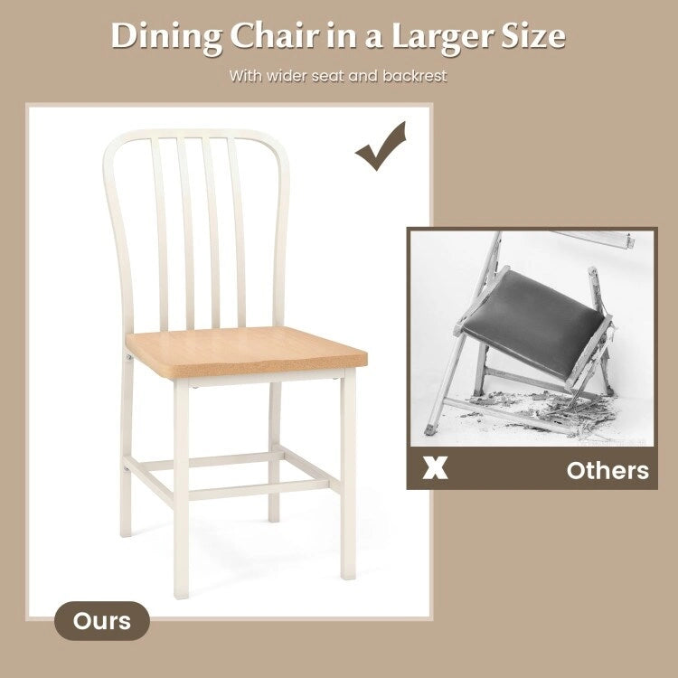 Set of 2 Armless Spindle Back Dining Chairs with Contoured Seats