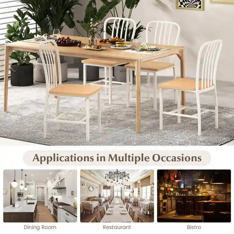 Set of 2 Armless Spindle Back Dining Chairs with Contoured Seats