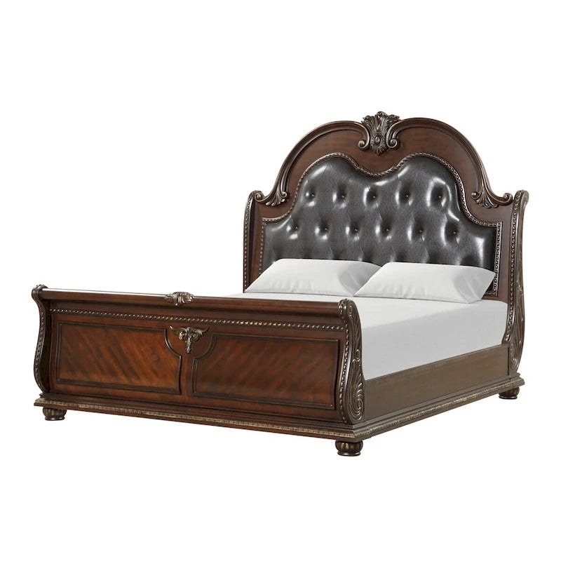 King Size Traditional Sleigh Bed in Cherry