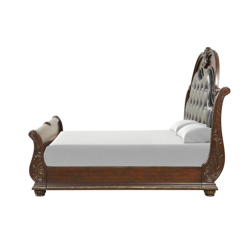 King Size Traditional Sleigh Bed in Cherry