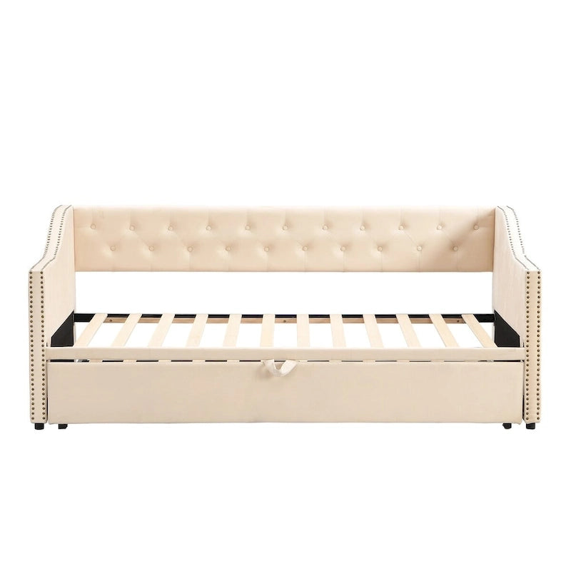 Twin Velvet Daybed with Pop-Up Trundle