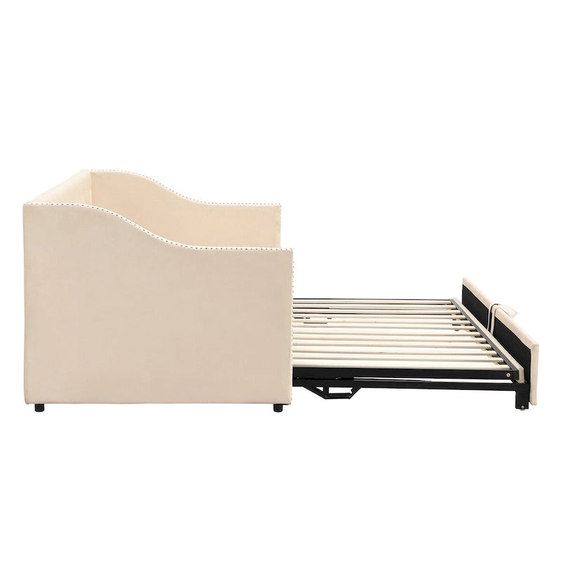 Twin Velvet Daybed with Pop-Up Trundle