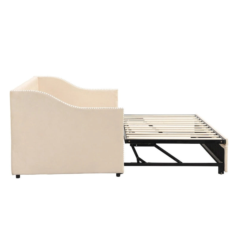 Twin Velvet Daybed with Pop-Up Trundle