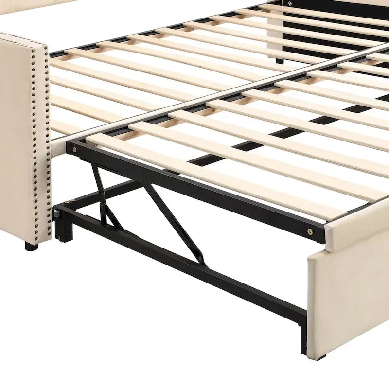 Twin Velvet Daybed with Pop-Up Trundle