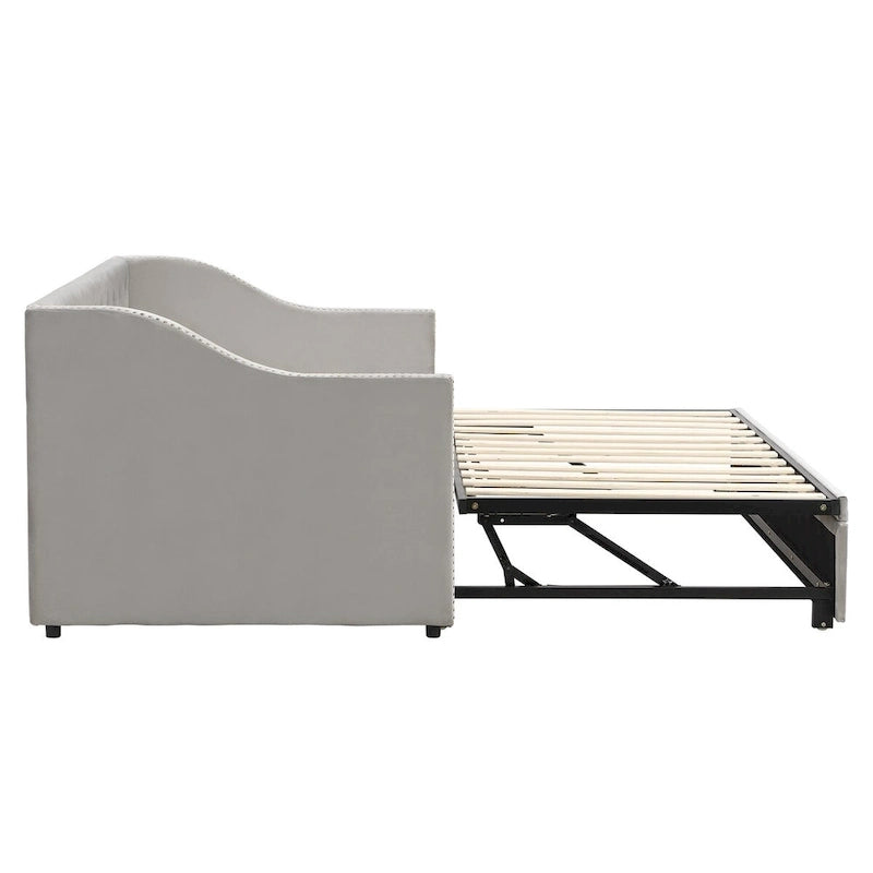 Twin Velvet Daybed with Pop-Up Trundle