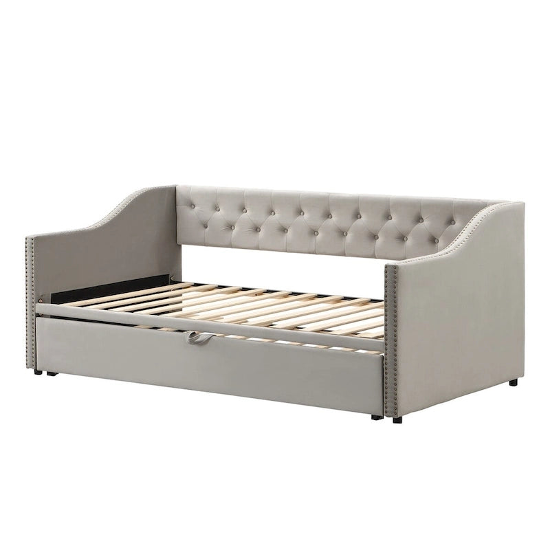 Twin Velvet Daybed with Pop-Up Trundle