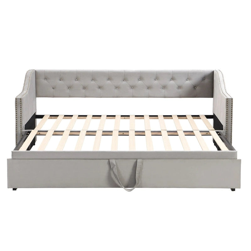 Twin Velvet Daybed with Pop-Up Trundle