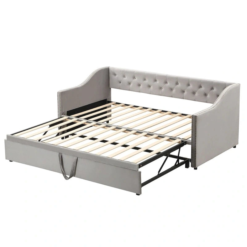 Twin Velvet Daybed with Pop-Up Trundle