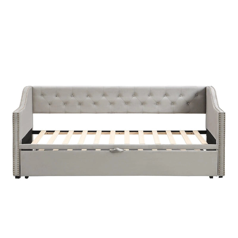 Twin Velvet Daybed with Pop-Up Trundle