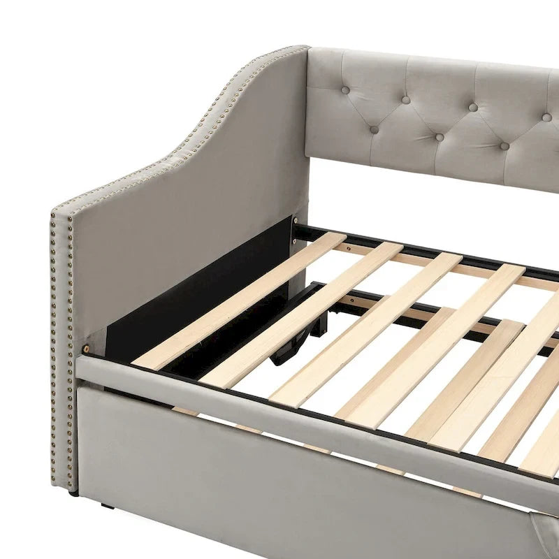 Twin Velvet Daybed with Pop-Up Trundle