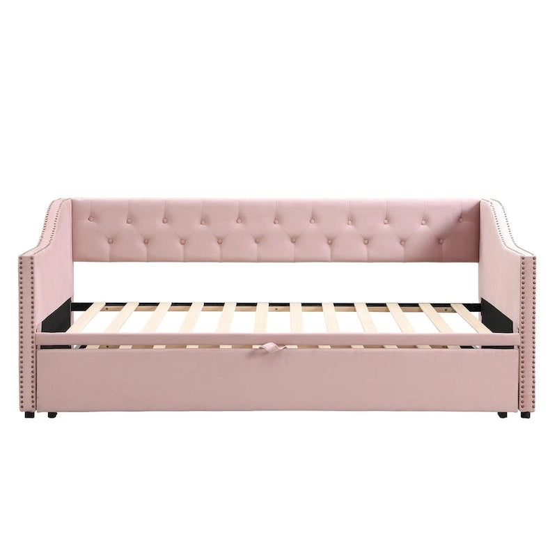 Twin Velvet Daybed with Pop-Up Trundle