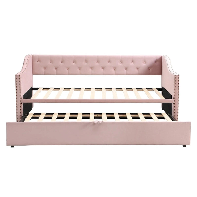 Twin Velvet Daybed with Pop-Up Trundle