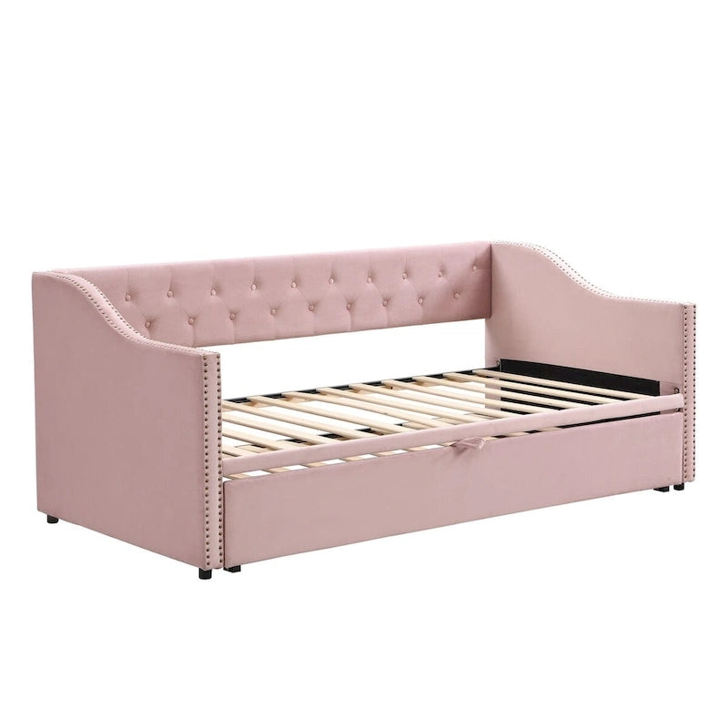 Twin Velvet Daybed with Pop-Up Trundle