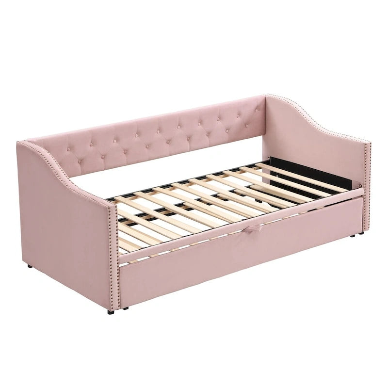 Twin Velvet Daybed with Pop-Up Trundle