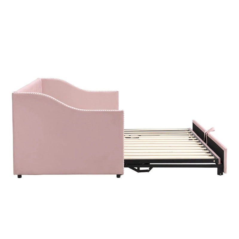 Twin Velvet Daybed with Pop-Up Trundle