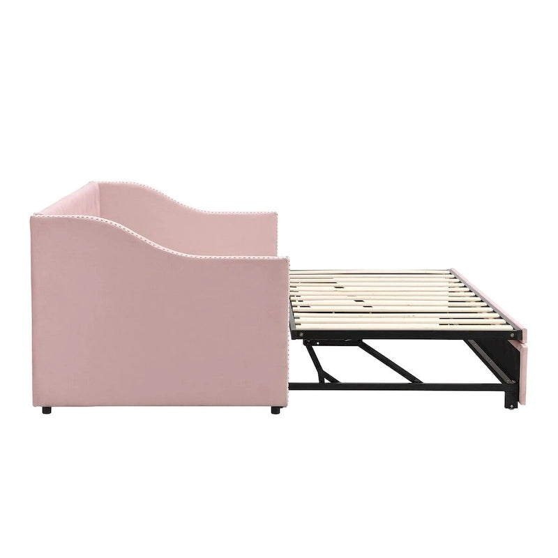 Twin Velvet Daybed with Pop-Up Trundle