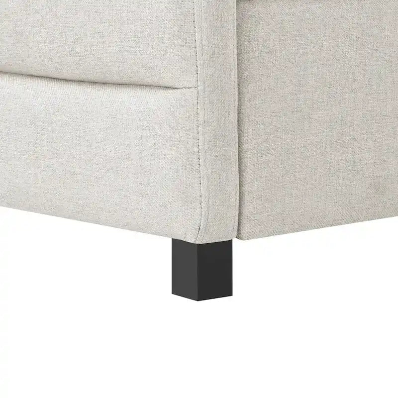 Linen Upholstered Tufted Daybed with Pull-Out Trundle