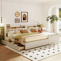 Queen & Twin XL Upholstered Platform Bed with Hydraulic Storage