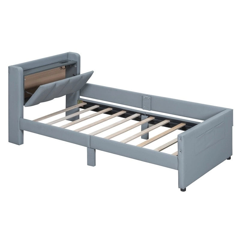 Queen & Twin XL Upholstered Platform Bed with Hydraulic Storage