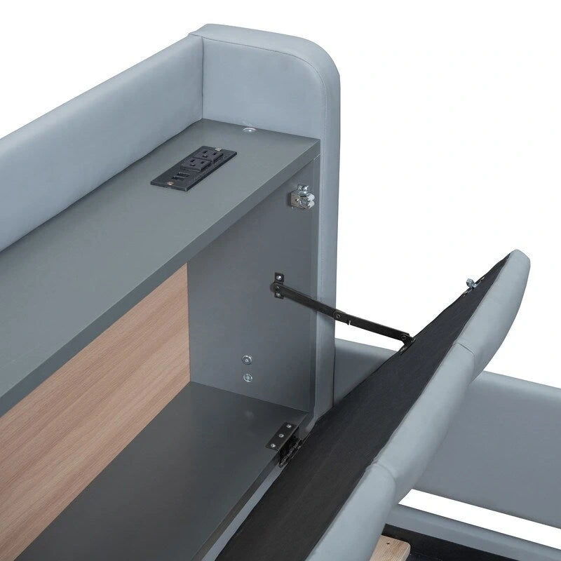 Queen & Twin XL Upholstered Platform Bed with Hydraulic Storage