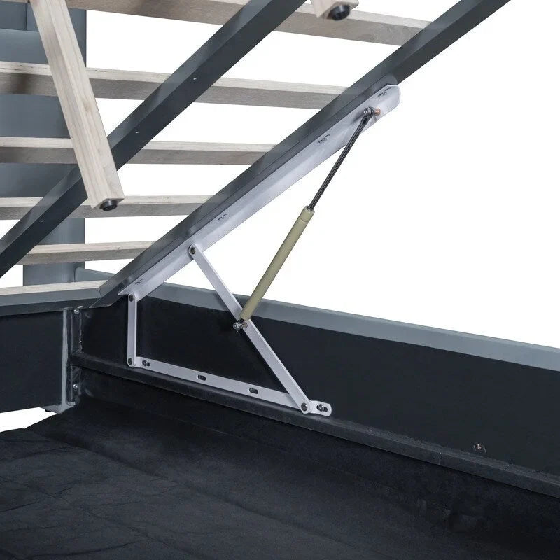 Queen & Twin XL Upholstered Platform Bed with Hydraulic Storage