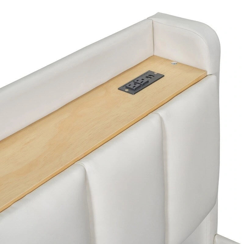 Queen & Twin XL Upholstered Platform Bed with Hydraulic Storage