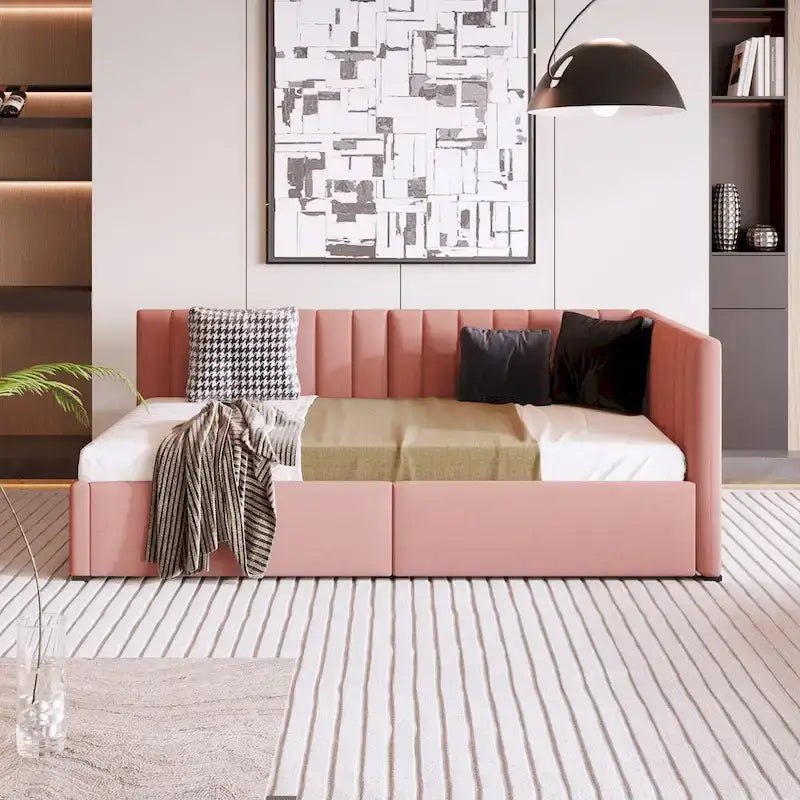 Twin Upholstered Daybed with Two Storage Drawers