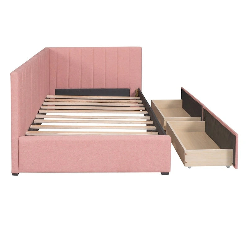 Twin Upholstered Daybed with Two Storage Drawers