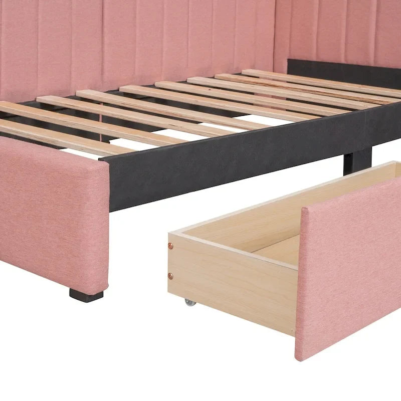 Twin Upholstered Daybed with Two Storage Drawers