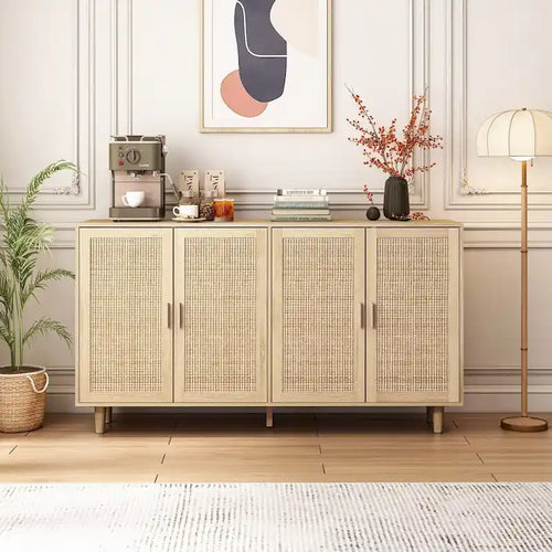 62.20 Modern Sideboard Cabinet with Four Rattan Doors