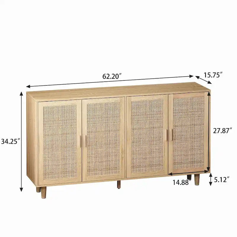 62.20 Modern Sideboard Cabinet with Four Rattan Doors