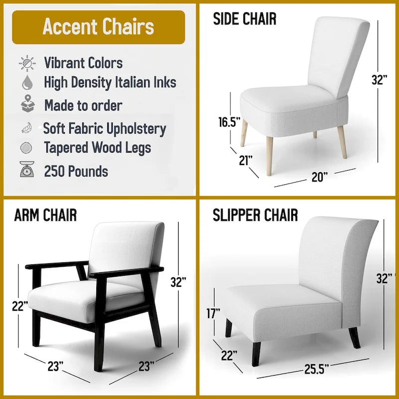 Gold and Black Abstract Upholstered Accent Chair