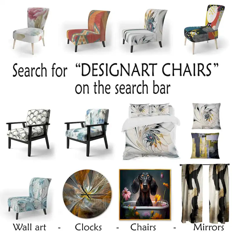 Gold and Black Abstract Upholstered Accent Chair