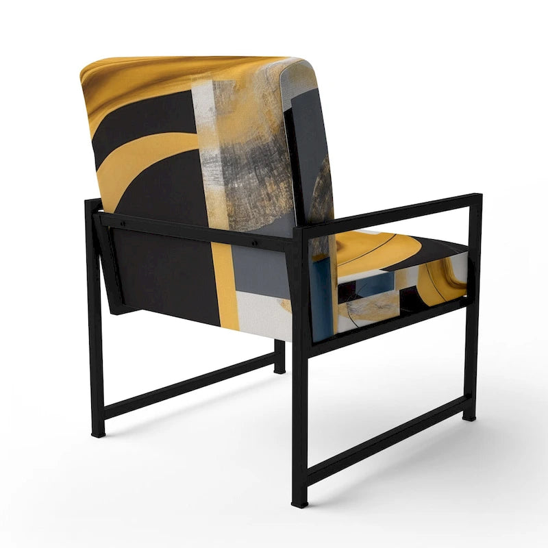 Gold and Black Abstract Upholstered Accent Chair