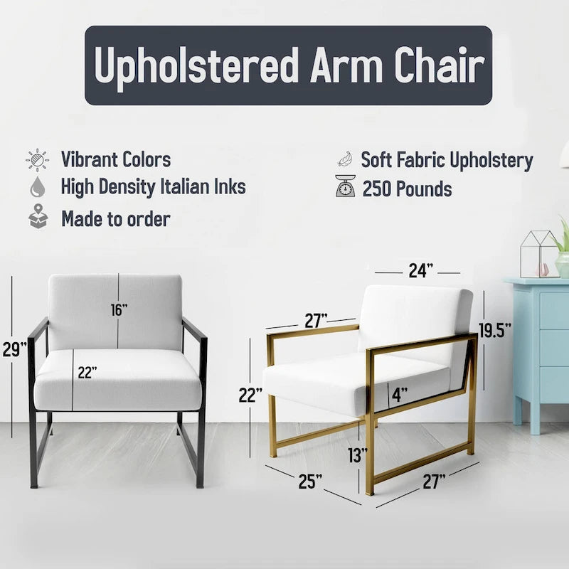 Gold and Black Abstract Upholstered Accent Chair