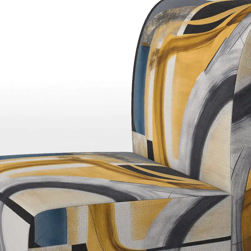 Gold and Black Abstract Upholstered Accent Chair