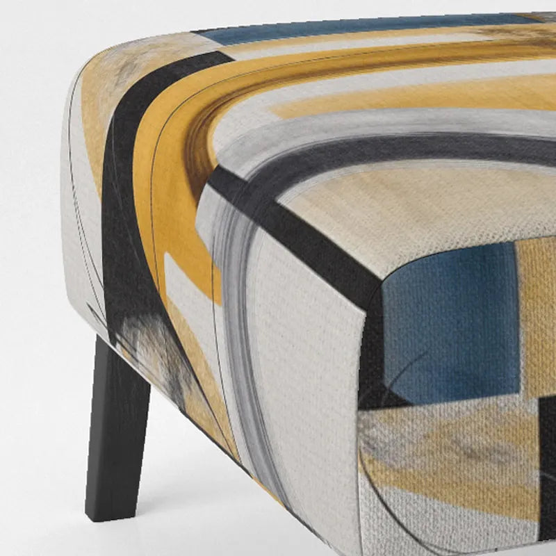 Gold and Black Abstract Upholstered Accent Chair