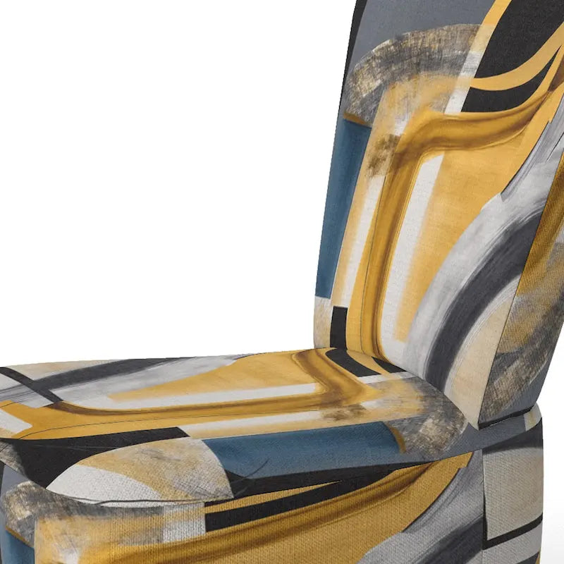 Gold and Black Abstract Upholstered Accent Chair