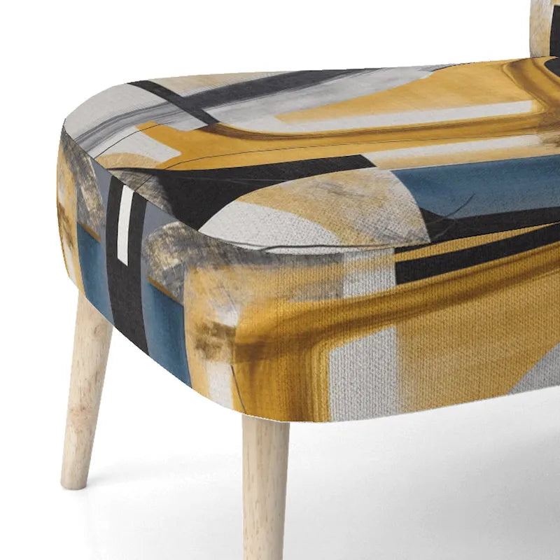Gold and Black Abstract Upholstered Accent Chair