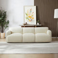 Mid-Century Modern Tufted Cream Boucle 3-Seater Sofa