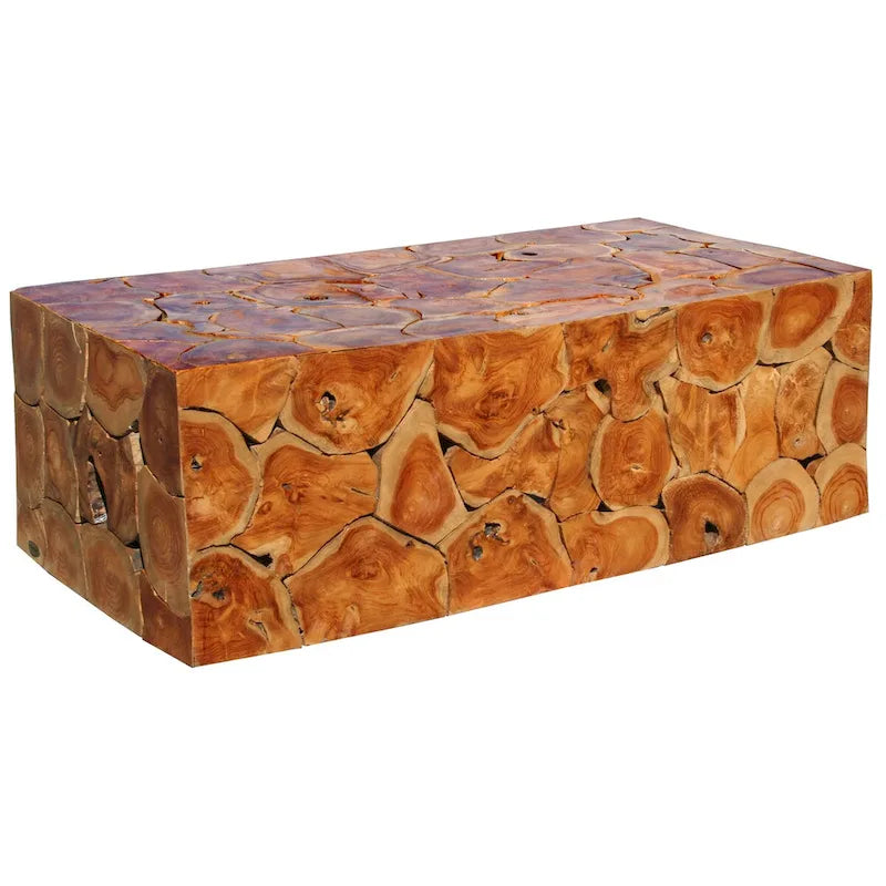 Rustic Solid Teak Wood Coffee Table