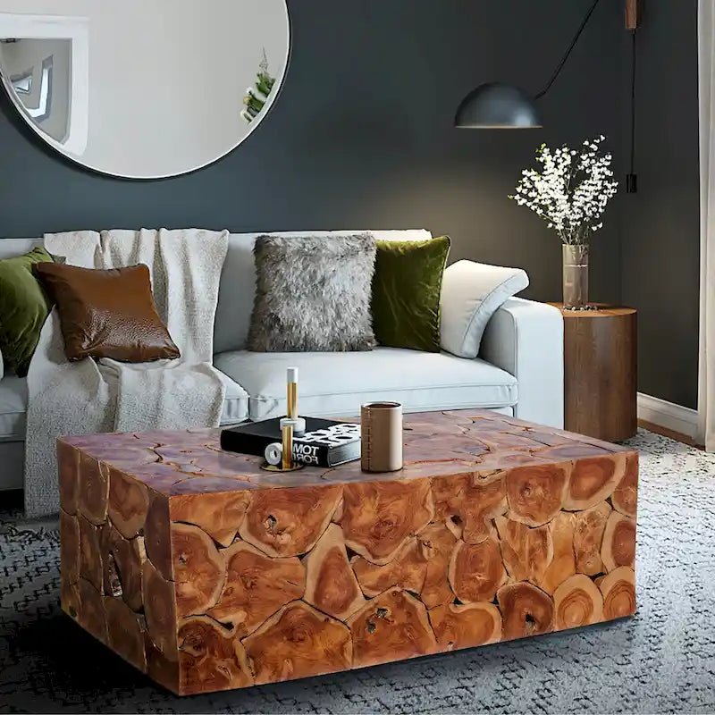Rustic Solid Teak Wood Coffee Table