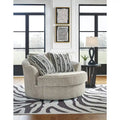Signature Design by Ashley Calnita Brown/Gray Oversized Swivel Accent Chair - 56W x 55D x 36H
